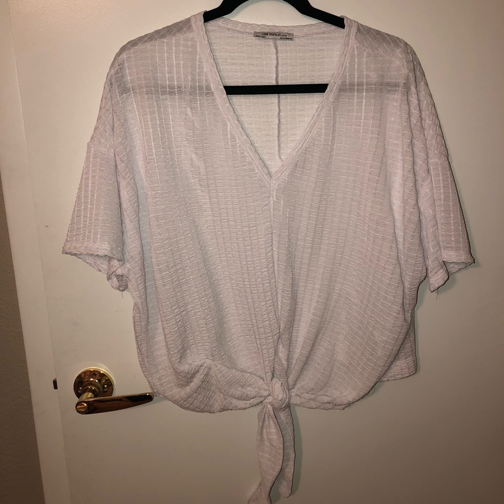 White Tie Front Blouse